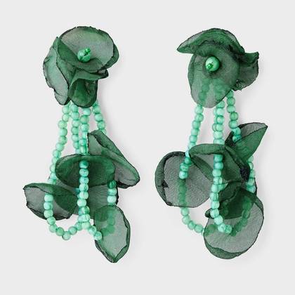 Floral Statement Beaded Earrings - A New Day™ Green