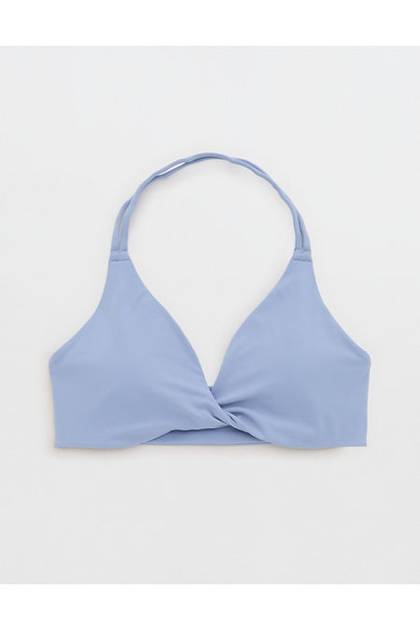 OFFLINE By Aerie Real Me XTRA Twist Halter Sports Bra Monaco Blue