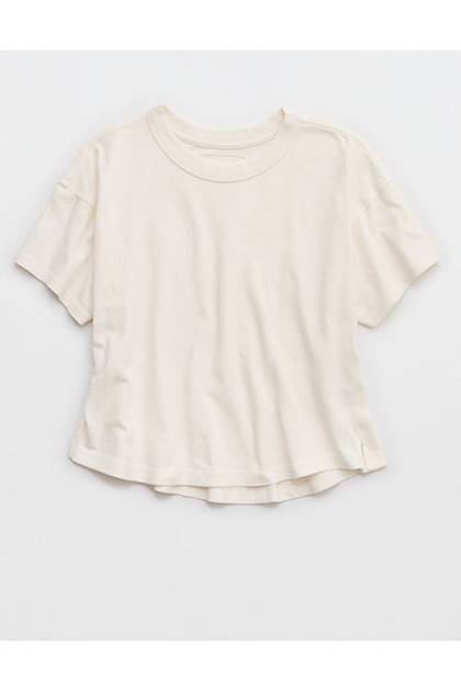 Aerie Summer Breeze Cropped T-Shirt Cream