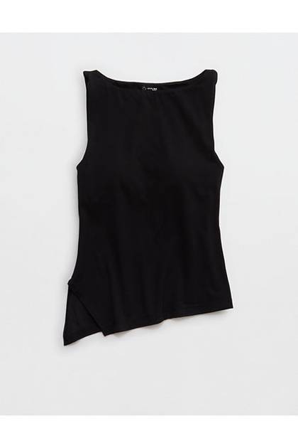 OFFLINE By Aerie Real Me XTRA Asymmetrical Tank Top True Black