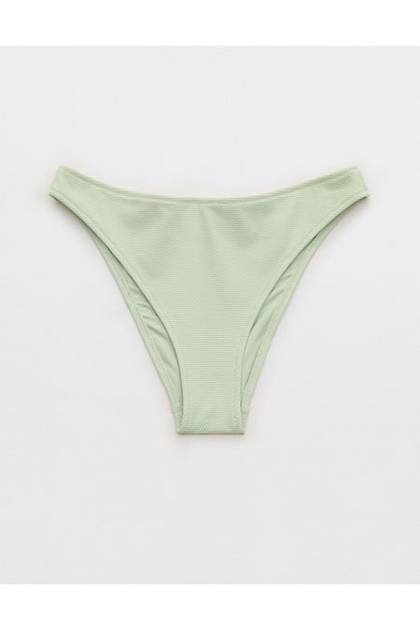 Aerie Pique Mid Rise Cheeky Bikini Bottom Aloe