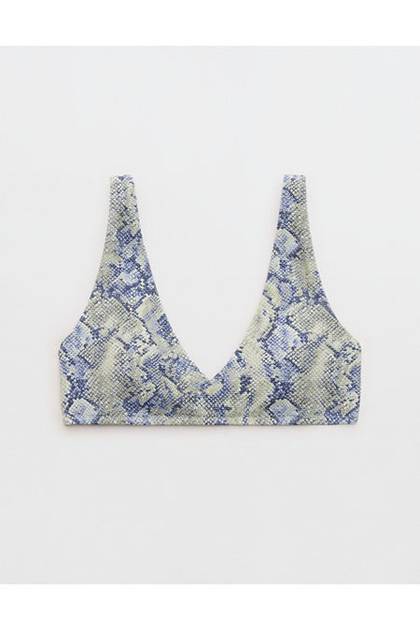 Aerie Pique Wide Strap Voop Bikini Top Aloe