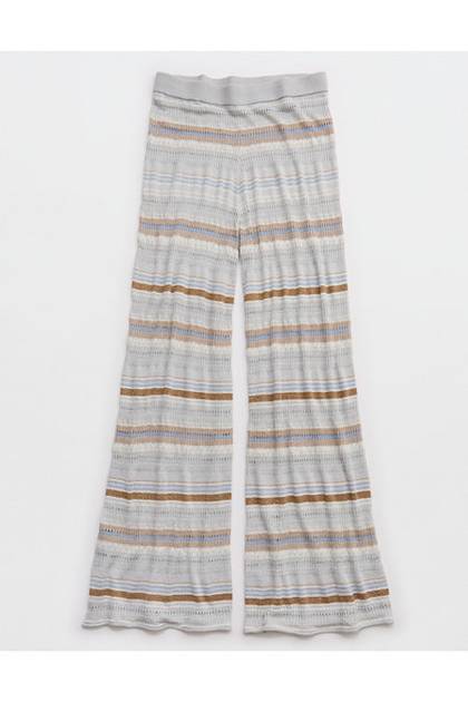 Aerie Open Knit Shimmer Pant Misty Sky