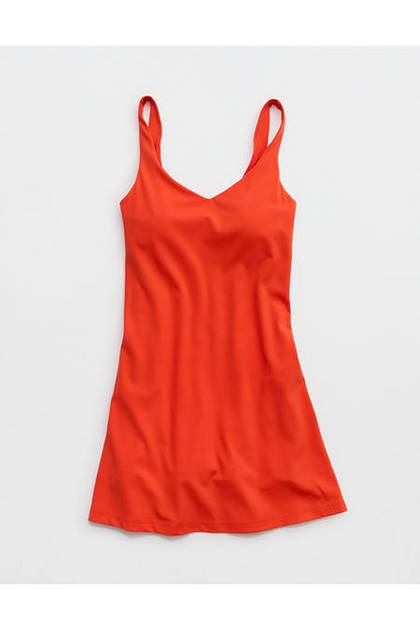 OFFLINE By Aerie Real Me Low Key Mini Dress Orange Flare