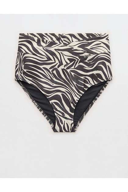 Aerie High Waisted Full Coverage Bikini Bottom Smoked Gray