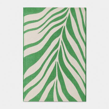 3'9"x5'3" Leaf Rectangular Woven Outdoor Area Rug Green - Room Essentials™