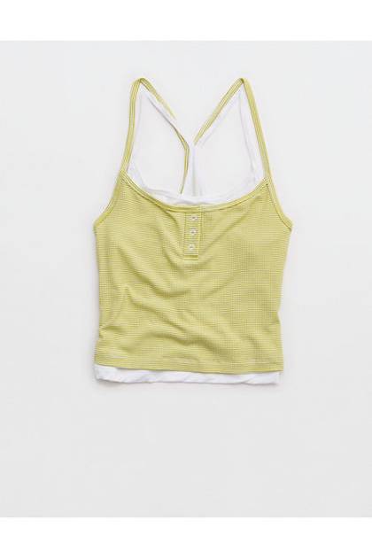 OFFLINE By Aerie Thumbs Up Layered Tank Top Lime Slush