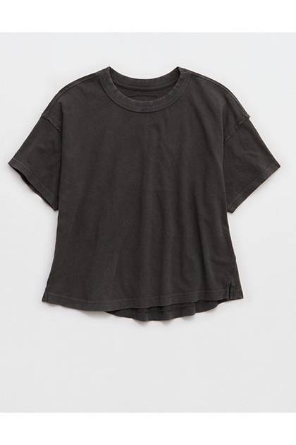 Aerie Summer Breeze Cropped T-Shirt Dark Gray