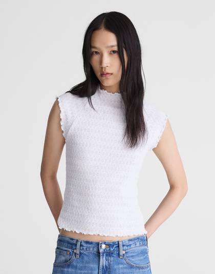 Smocked Mockneck Tank