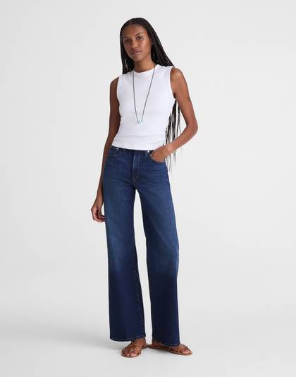 The Short Wide-Leg Jean in Super Stretch Denim