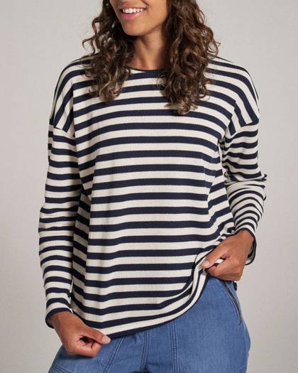 Panorama Striped LS T-Shirt - Deep Navy