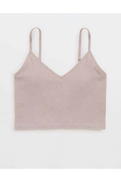 Superchill Seamless Rib Padded Bra Top Pebble