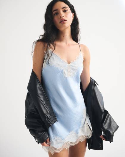 Lace-Trim Slip Mini Dress