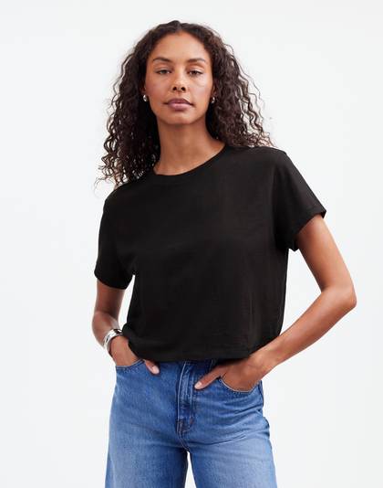 The Easy Crop Crewneck Tee in Soft Slub