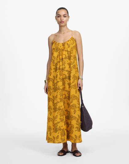 U-Neck Crossback Maxi Dress in Paisley