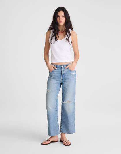 Low-Slung Baggy Crop Jeans