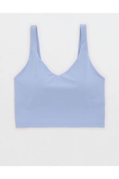 OFFLINE By Aerie Real Me Low Key Longline Sports Bra Monaco Blue