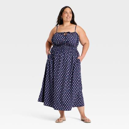 Women's Maxi Pullover Sundress - Universal Thread™ Navy Blue Floral XXL