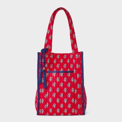 Floral Print Quilted Tote Bag with Tassel - Universal Thread™ Red