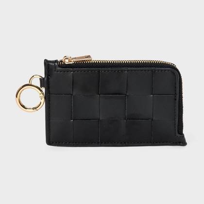 L-Zip Card Case - A New Day™ Black/Woven: Solid Wallet
