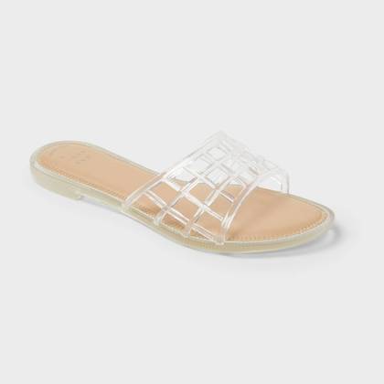 Women's Harbor Jelly Slide Sandals - A New Day™ Clear 8