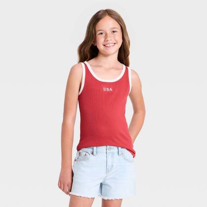 Girls' 'USA' Graphic Tank Top - Cat & Jack™ Red XS