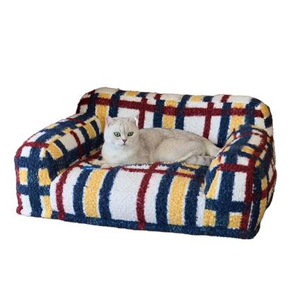 zeze Vintage Furniture Style Sofa Pet Bed - Mondrian - Couch for Dogs & Cats, Thick Supportive, Removable Washable Cover, Anti-Slip Bottom