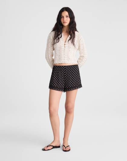 Lace-Trim Pull-On Shorts