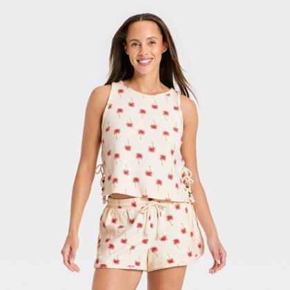 Women's Textured Knit Tank Top - Universal Thread™ Cream Tropical M