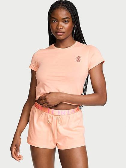 100% Cotton Lace Patch Short Pajama Set