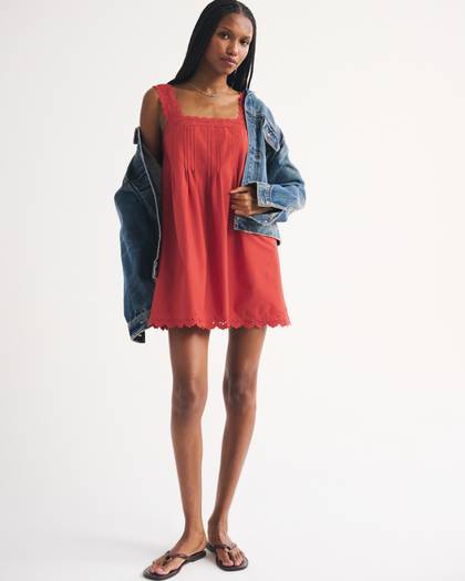 Lace-Trim Easy Mini Dress