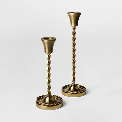 Set of 2 Braided Metal Taper Candle Holder - Threshold™ designed with Studio McGee