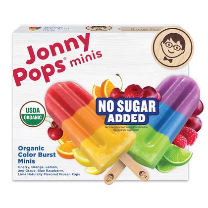 JonnyPops No Sugar Added Organic Color Burst Minis Frozen Pops - 11.2 fl oz/10ct