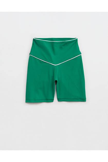 OFFLINE By Aerie Real Me XTRA High Waisted 5" Rib Piping Bike Short Pine
