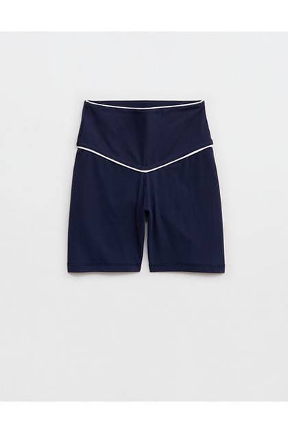 OFFLINE By Aerie Real Me XTRA High Waisted 5" Rib Piping Bike Short Royal Navy