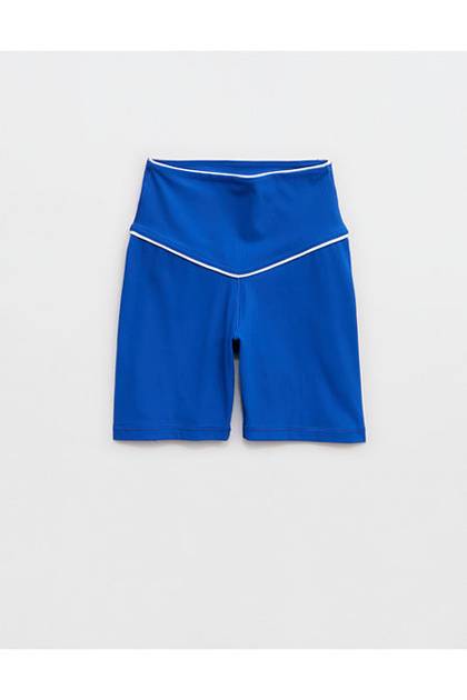 OFFLINE By Aerie Real Me XTRA High Waisted 5" Rib Piping Bike Short Cobalt Jewel