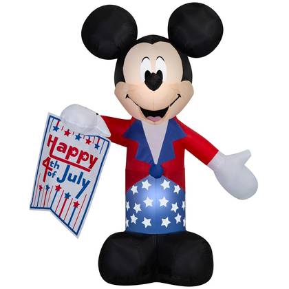 Gemmy Airblown Inflatable 5ft Independence Day Light Patriotic Mickey Disney Independence Day Yard Decor