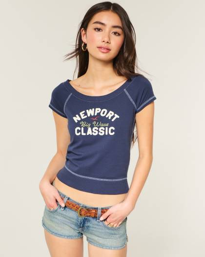 Logo Graphic Banded Scoop Tee