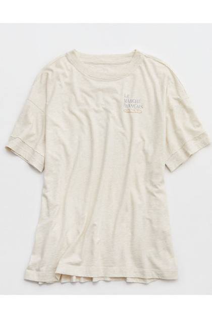 Aerie Crew Oversized Boyfriend T-Shirt Heather Frost