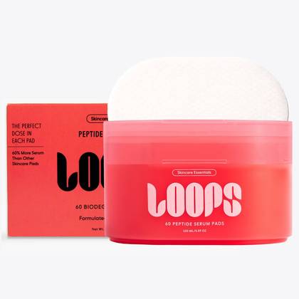 LOOPS Peptide Serum - 60ct: Facial Treatment Pads, For Sensitive & Mature Skin, Sea-Buckthorn Scent