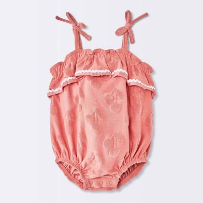 Baby Girls' Terry Bubble Sleeveless Romper - Cloud Island™ Cherry Red 6-9M