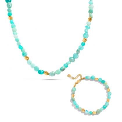 Amazonite & Gold Beaded Set (Gold)