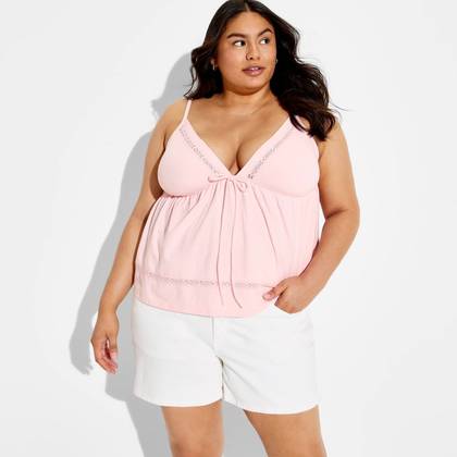 Women's Babydoll Tank Top - Wild Fable™ Light Pink 2X