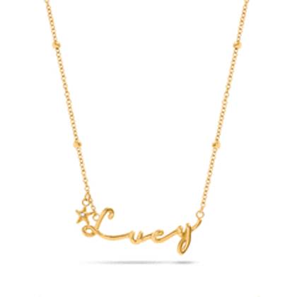 Written In The Sand Charm Name Necklace (Gold)