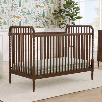 Delta Children Serena 4-in-1 Convertible Crib - Teak Brown: Wood Frame, Stained Finish, Converts to Daybed