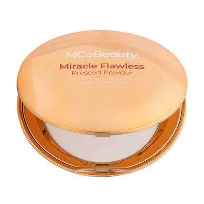 MCoBeauty Miracle Flawless Pressed Powder - Translucent: Vegan, Shine Control, Light Coverage, Face Use