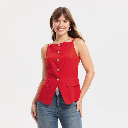 Women's Button-Front Vest - A New Day™ Red L