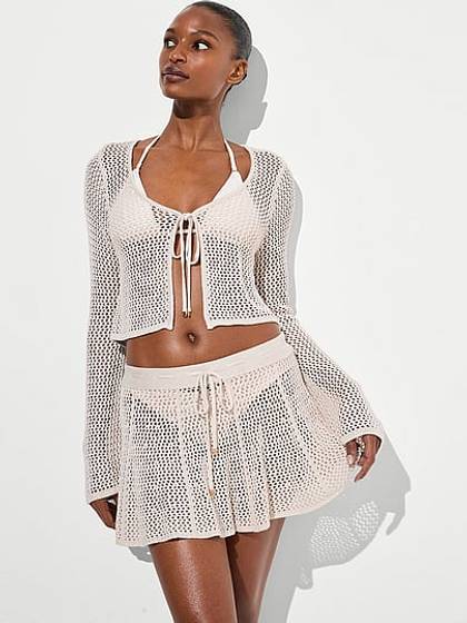 Beachwear Crochet Flare Mini Skirt