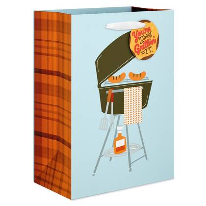 Large Father's Day Gift Bag, Grilling 1 Bag 13"x10"