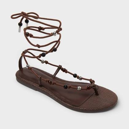 Women's Leni Beaded Sandals - Universal Thread™ Brown 5